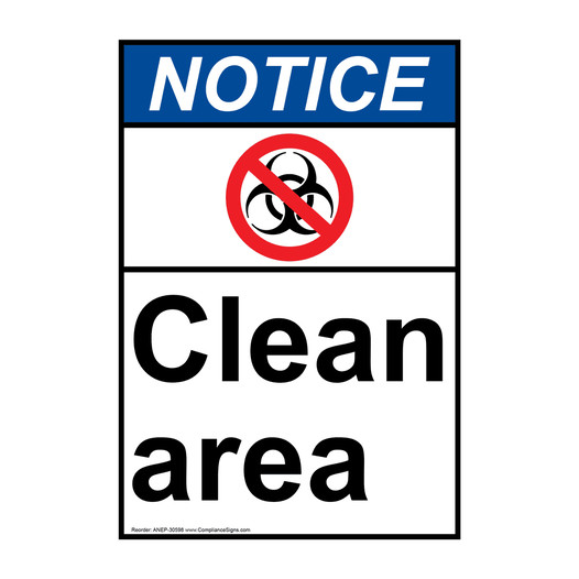 Portrait ANSI NOTICE Clean area Sign with Symbol ANEP-30598