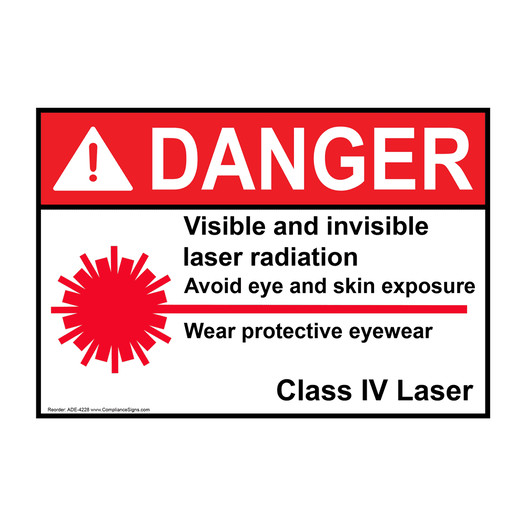 ANSI DANGER Visible and invisible laser radiation Avoid eye and skin exposure Sign with Symbol ADE-4228