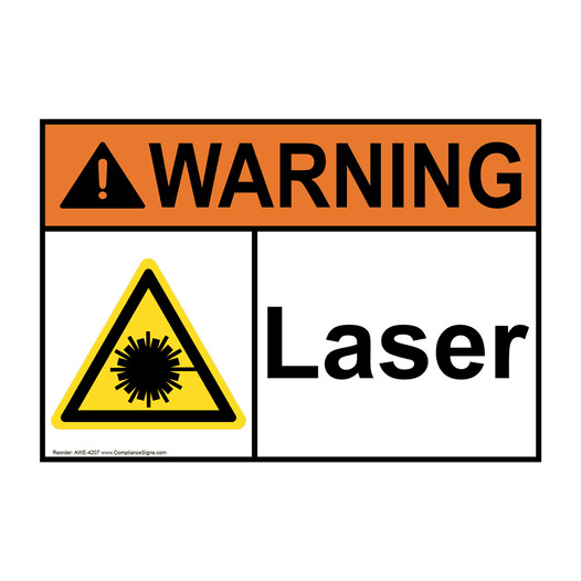 ANSI WARNING Laser Sign with Symbol AWE-4207