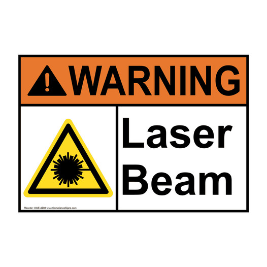 ANSI WARNING Laser Beam Sign with Symbol AWE-4208
