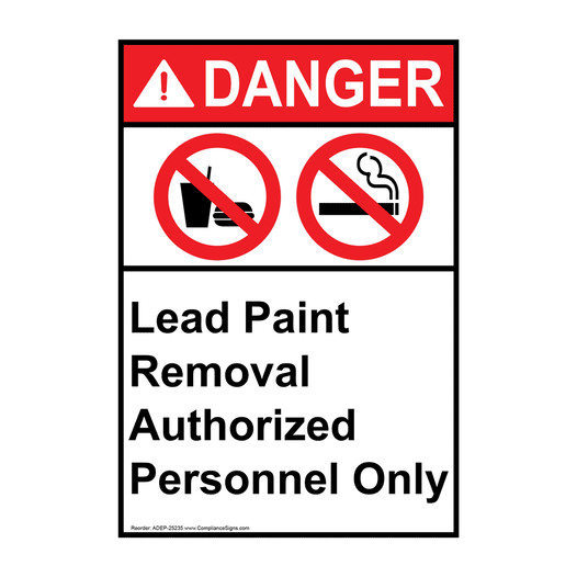 Portrait ANSI DANGER Lead Paint Sign with Symbol ADEP-25235