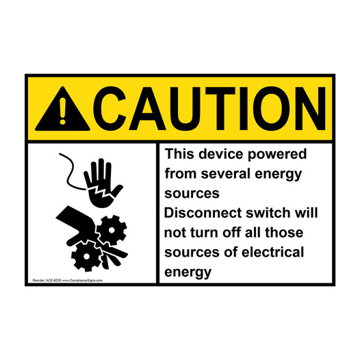 ANSI CAUTION This device powered from several energy sources Sign with Symbol ACE-6030