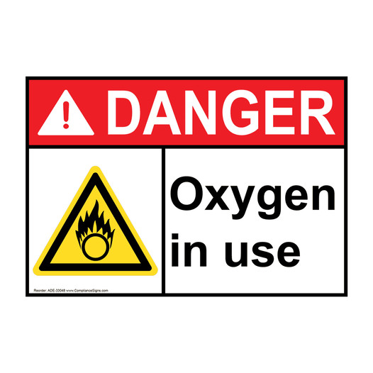 Danger Sign - Oxygen In Use - ANSI