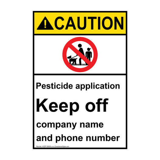 Portrait ANSI CAUTION Pesticide Sign with Symbol ACEP-26938