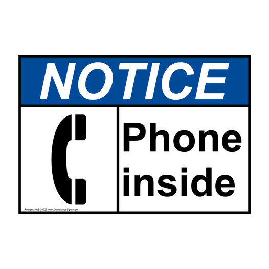 ANSI NOTICE Phone inside Sign with Symbol ANE-35229