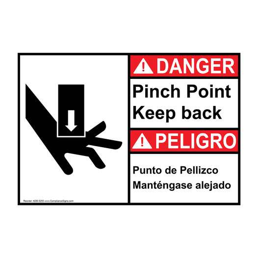 ANSI Pinch Point Keep Back Bilingual Sign