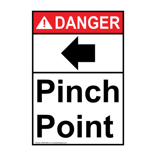Portrait ANSI DANGER Pinch Point Sign with Symbol ADEP-9484