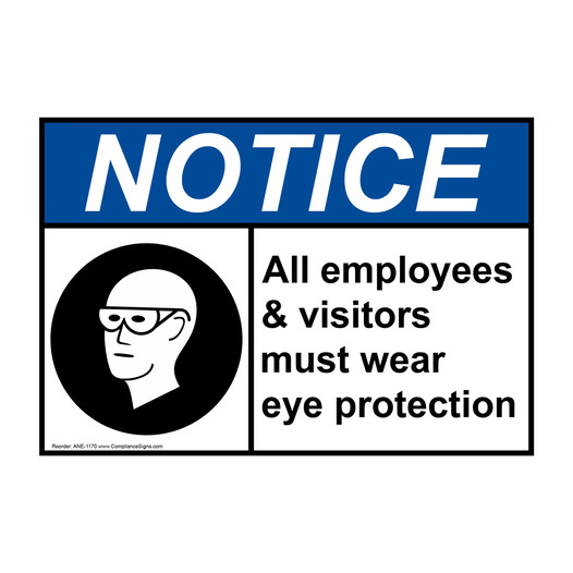 ANSI NOTICE Wear Eye Protection With Symbol Sign with Symbol ANE-1170