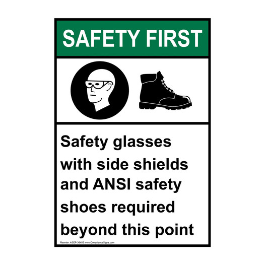 Portrait ANSI SAFETY FIRST Safety glasses with Sign with Symbol ASEP-36405