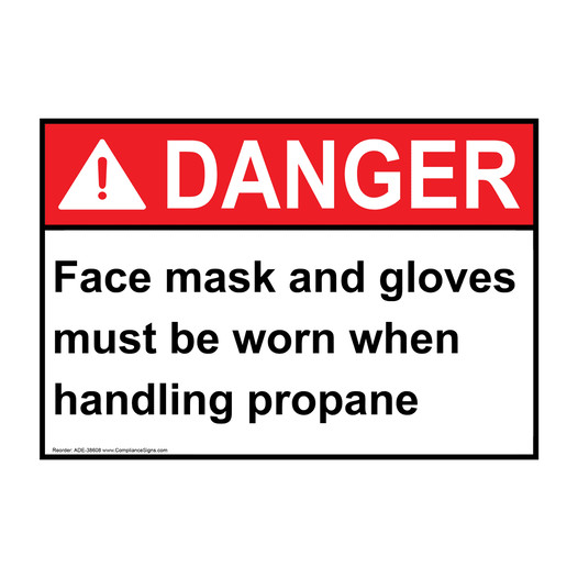 ANSI DANGER Face mask and gloves must be worn when handling Sign ADE-38608