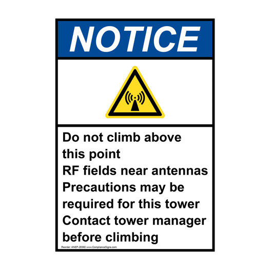 Portrait ANSI NOTICE Do not climb above Sign with Symbol ANEP-28360