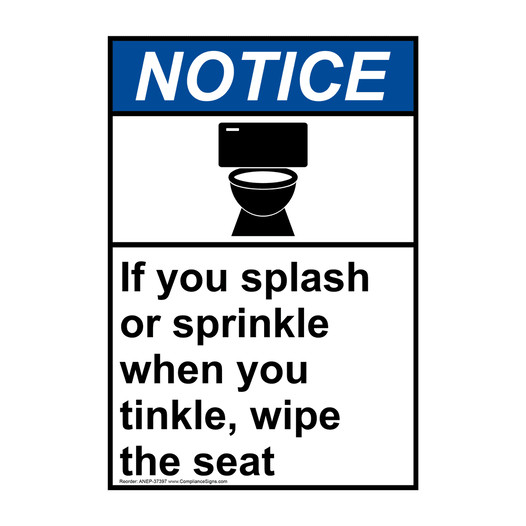 Portrait ANSI NOTICE If you splash or sprinkle Sign with Symbol ANEP-37397