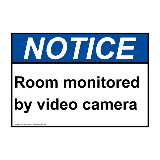 ANSI NOTICE Room monitored by video camera Sign ANE-38926