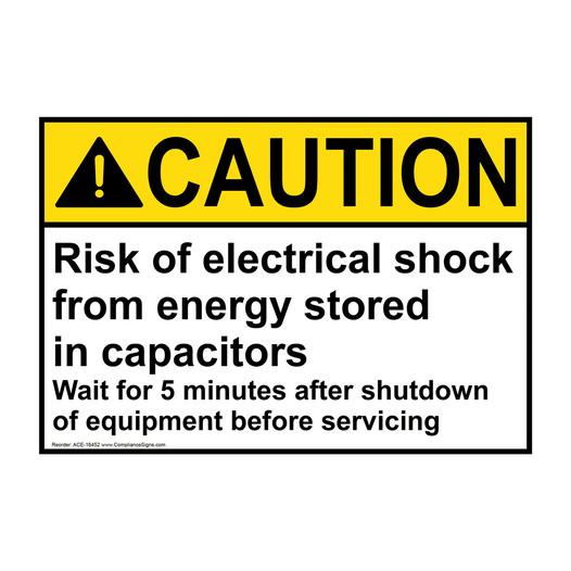 ANSI CAUTION Risk of electrical shock from capacitors Sign