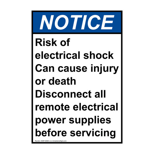 Portrait ANSI NOTICE Risk of electrical shock Can cause Sign ANEP-30083