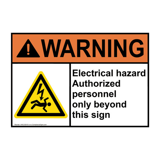 ANSI WARNING Electrical hazard Sign with Symbol AWE-50419