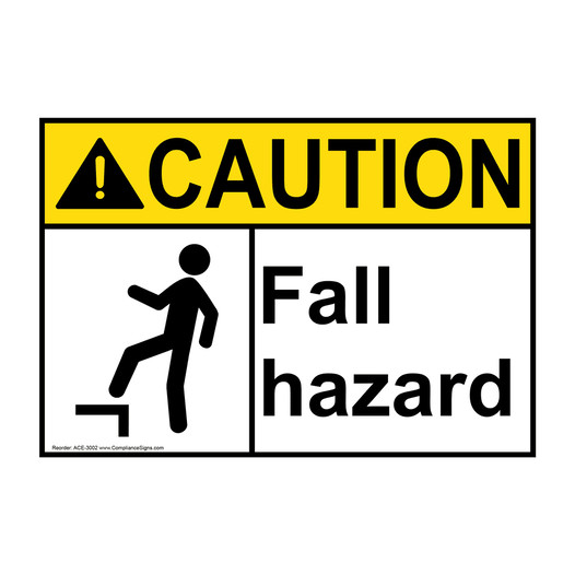 ANSI CAUTION Fall Hazard Sign with Symbol ACE-3002