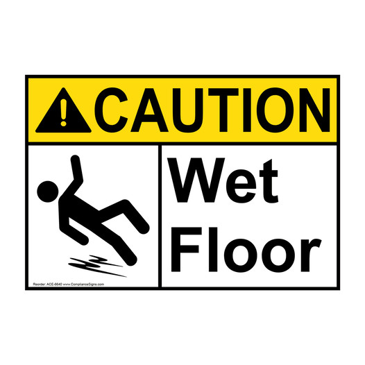 ANSI CAUTION Wet Floor Sign with Symbol ACE-6640