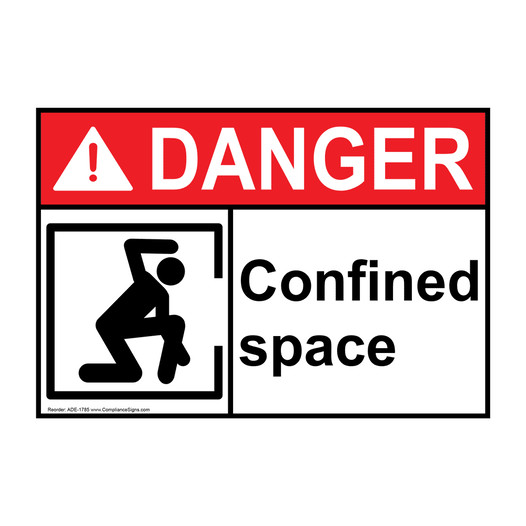 ANSI DANGER Confined Space Sign with Symbol ADE-1785
