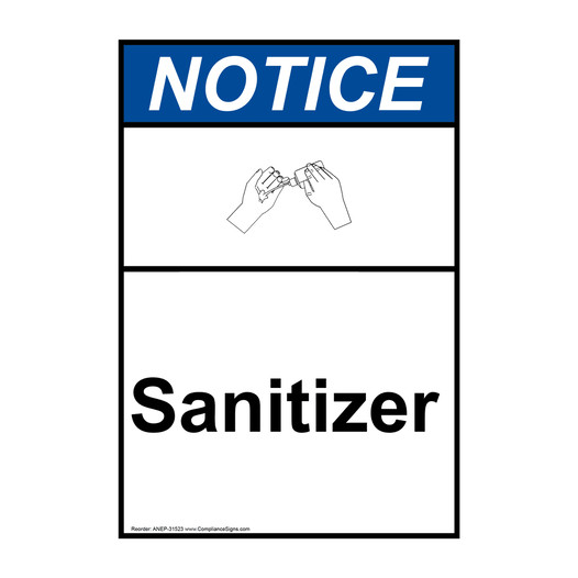 Portrait ANSI NOTICE Sanitizer Sign with Symbol