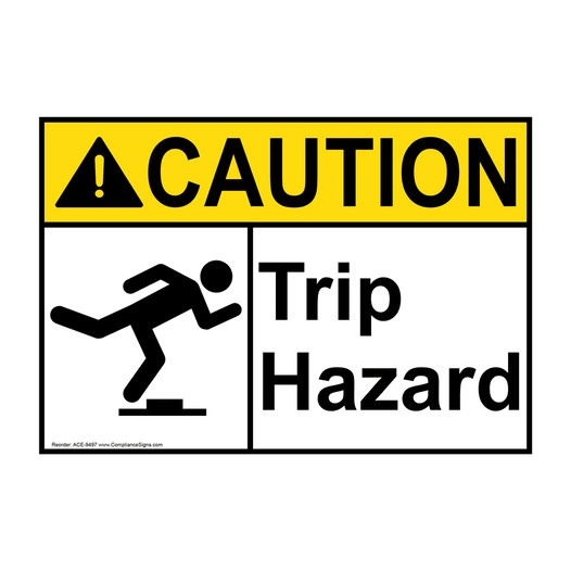 ANSI CAUTION Trip Hazard Sign with Symbol ACE-9497