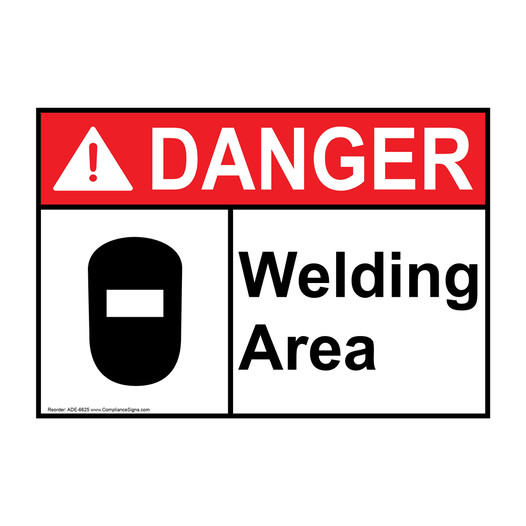 ANSI DANGER Welding Area Sign with Symbol ADE-6625