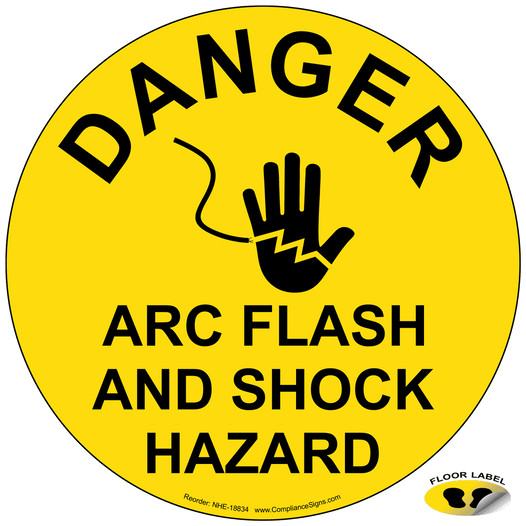 Danger Arc Flash And Shock Hazard Floor Label NHE-18834