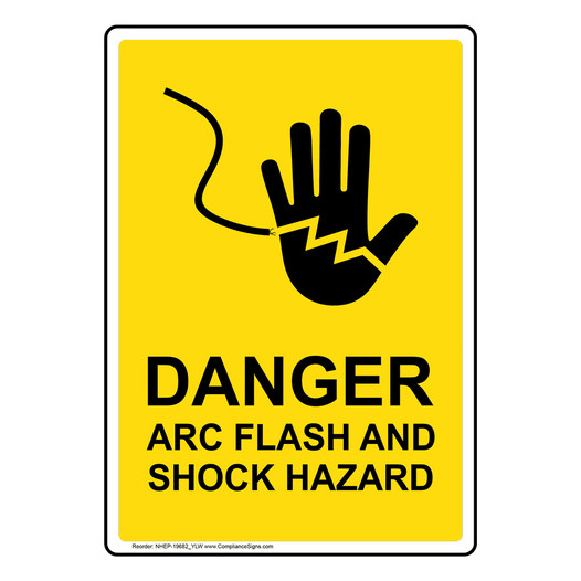 Portrait Danger Arc Flash And Sign With Symbol NHEP-19682_YLW