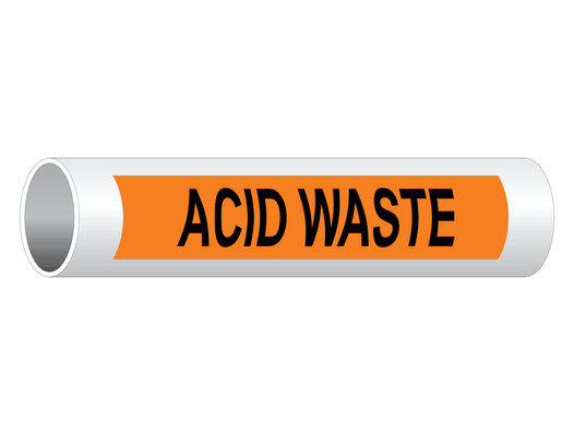 ASME A13.1 Acid Waste Black On Orange Pipe Label PIPE-23030_Black_on_Orange