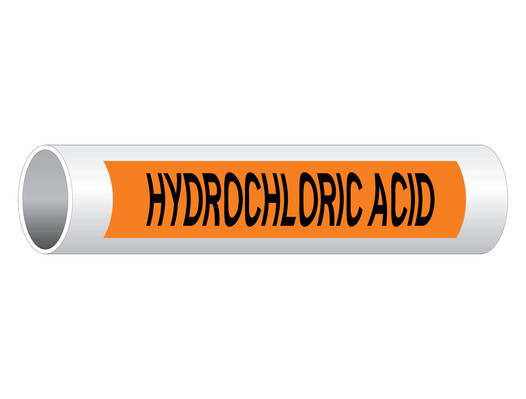 ASME A13.1 Hydrochloric Acid Pipe Label PIPE-23720_Black_on_Orange