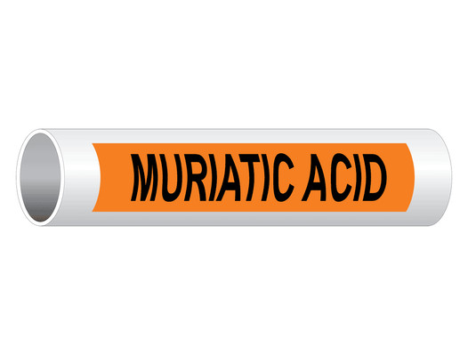 ASME A13.1 Muriatic Acid Pipe Label PIPE-23905_Black_on_Orange