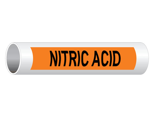 ASME A13.1 Nitric Acid Pipe Label PIPE-23920_Black_on_Orange