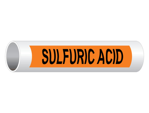ASME A13.1 Sulfuric Acid Pipe Label PIPE-24300_Black_on_Orange