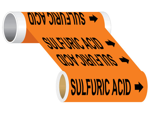 ASME A13.1 Sulfuric Acid Wide Pipe Label PIPE-24300_WideRoll_Black_on_Orange