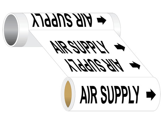 ASME A13.1 Air Supply Black On White Wide Pipe Label PIPE-23050_WideRoll_Black_on_White