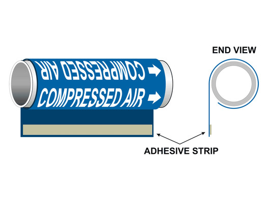 ASME A13.1 Compressed Air White On Blue Plastic Pipe Wrap PIPE-23240_WRAP_White_on_Blue