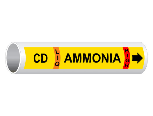ASME A13.1 Cd Liq Ammonia High Condenser Drain Pipe Label