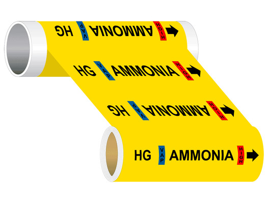 ASME A13.1 HG Vap Ammonia High Wide Pipe Label PIPE-14883_WideRoll