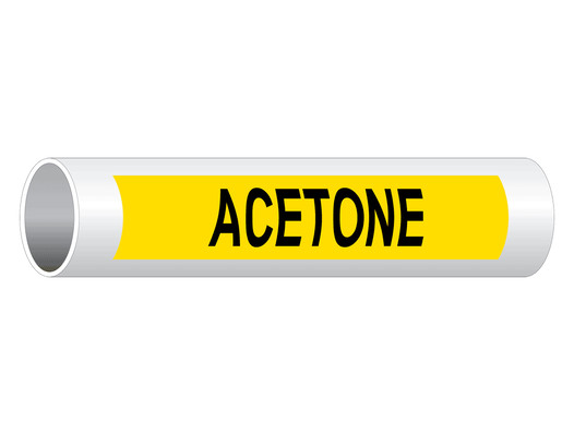 ASME A13.1 Acetone Black On Yellow Pipe Label PIPE-23010_Black_on_Yellow