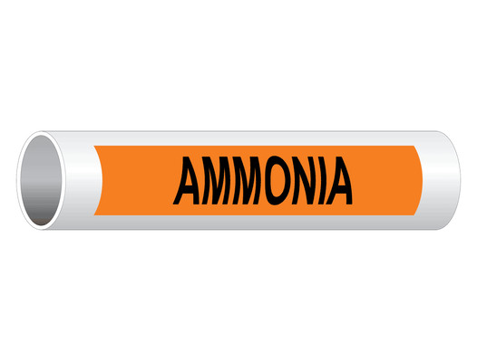 ASME A13.1 Ammonia Black On Orange Pipe Label PIPE-23065_Black_on_Orange