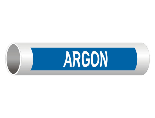 ASME A13.1 Argon White On Blue Pipe Label