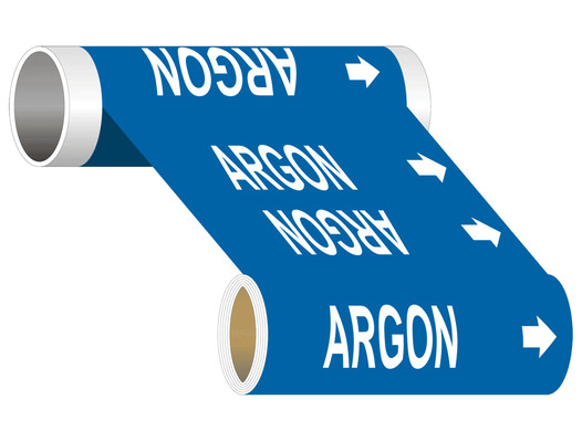 ASME A13.1 Argon White On Blue Wide Pipe Label PIPE-23070_WideRoll_White_on_Blue