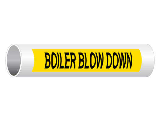 ASME A13.1 Boiler Blow Down Pipe Label PIPE-23120_Black_on_Yellow