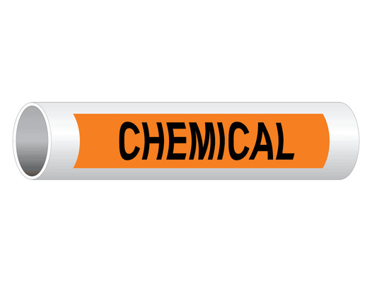 ASME A13.1 Chemical Black On Orange Pipe Label PIPE-23165_Black_on_Orange
