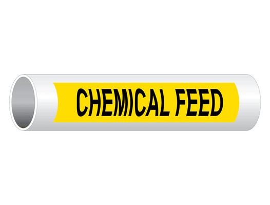 ASME A13.1 Chemical Feed Black On Yellow Pipe Label PIPE-23170_Black_on_Yellow