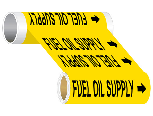ASME A13.1 Fuel Oil Supply Wide Pipe Label PIPE-23510_WideRoll_Black_on_Yellow