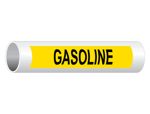 ASME A13.1 Gasoline Pipe Label PIPE-23525_Black_on_Yellow