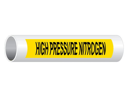 ASME A13.1 High Pressure Nitrogen Pipe Label PIPE-23620_Black_on_Yellow