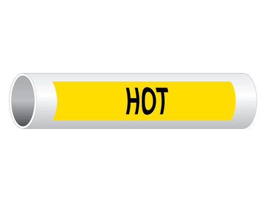 ASME A13.1 Hot Black On Yellow Pipe Label