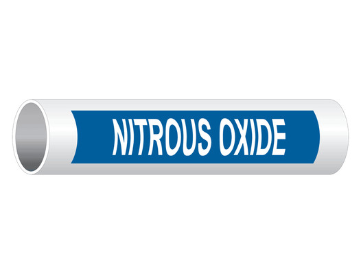 ASME-A13.1 Nitrous Oxide White on Blue Pipe Label PIPE-23930_White_on_Blue